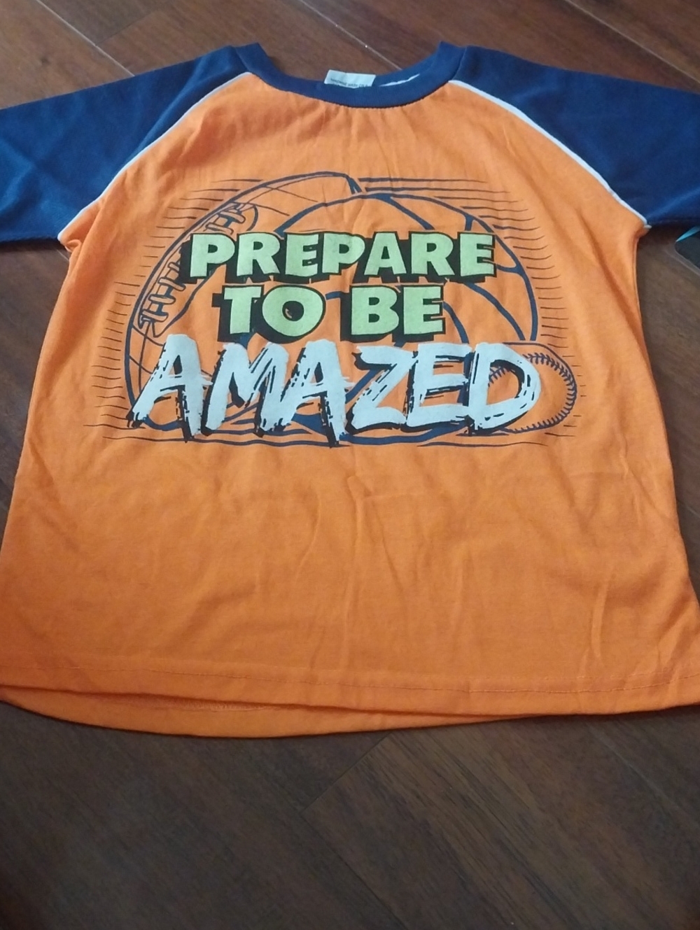 Kids' Orange & Navy Raglan 'Prepare to Be Amazed' Tee